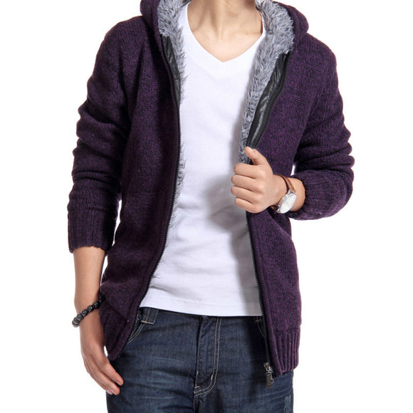 Cardigan con Capucha Coreano Slim Fit en Punto