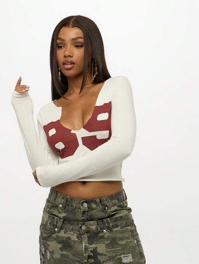 Blusa Estampada Ajustada de Cuello en U y Manga Corta - Image 17