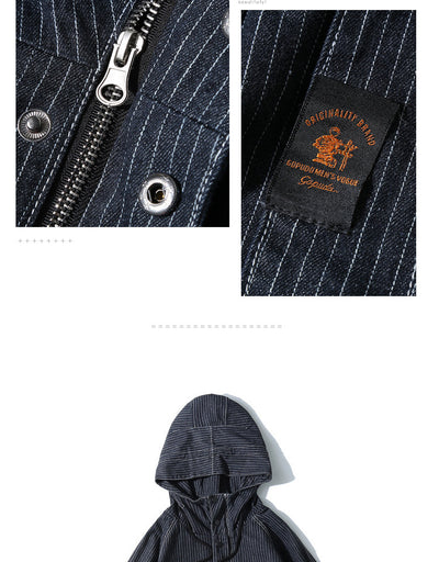 Overol Retro Japonés a Rayas para Hombre - Primavera - Image 10