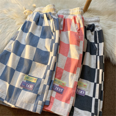 Pantalones Cortos Cuadros Contrastantes Estilo Deportivo Ancho Recto - Image 2