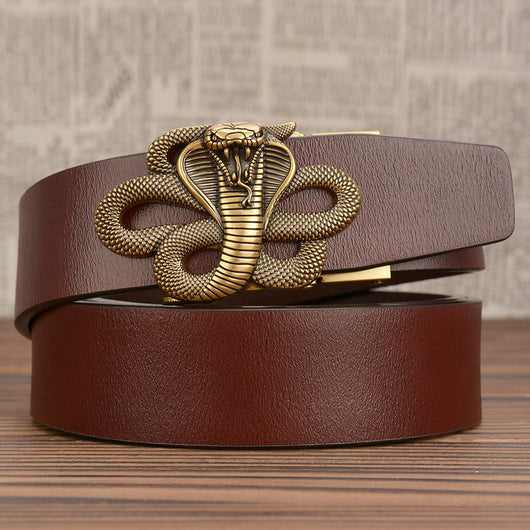 Cinturón de Cuero con Hebilla Automática Cobra para Hombre - Image 2