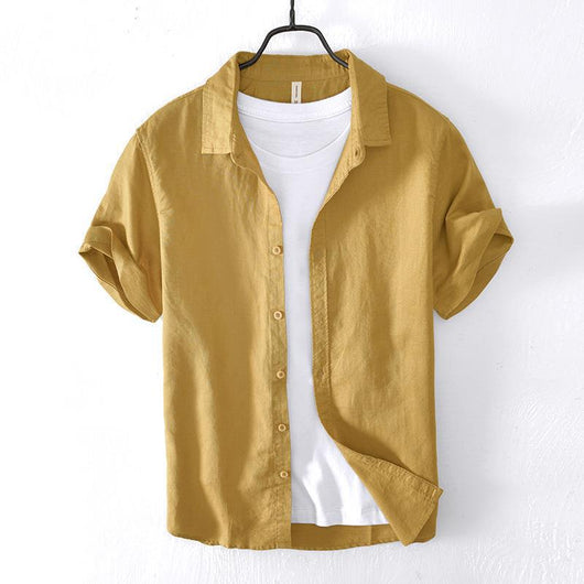 Camisa Casual de Algodón y Lino para Hombre - Image 2