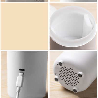 White columnar tabletop water humidifier with a ribbed top and a power button on the front, on a white background. - Image 7