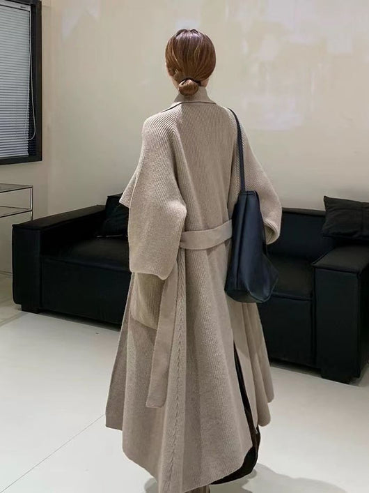 Abrigo Tejido Elegante con Cinturón para Otoño e Invierno - Image 14
