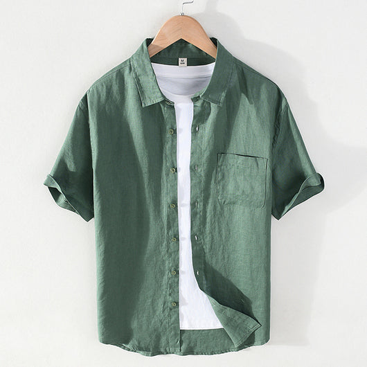 Camisa de Lino Puro para Hombre - Manga Corta Verano - Image 4