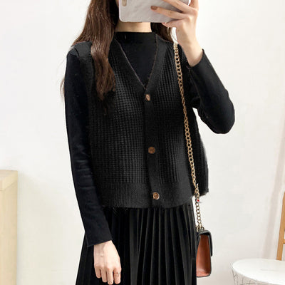 Chaleco Cardigan Tejido Suelto sin Mangas para Mujer
