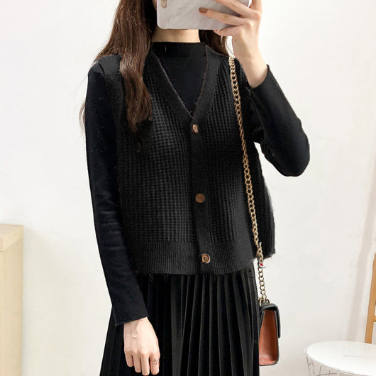 Chaleco Cardigan Tejido Suelto sin Mangas para Mujer