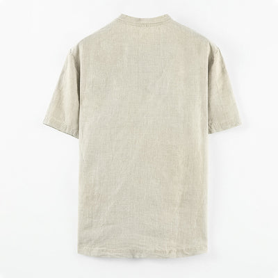 Blusa Lino Cuello Mao Manga Corta Estilo Asiático - Image 4