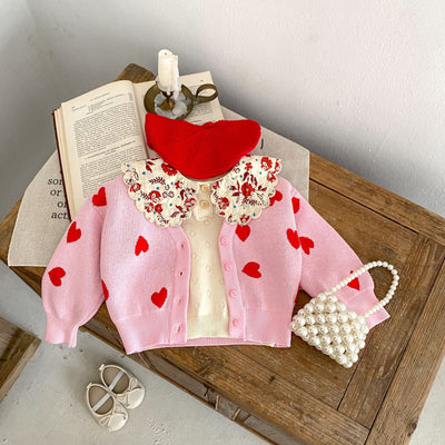 Cardigan de Punto Rosa con Corazón para Bebé Niña - Suéter Infantil Cuello V - Image 17