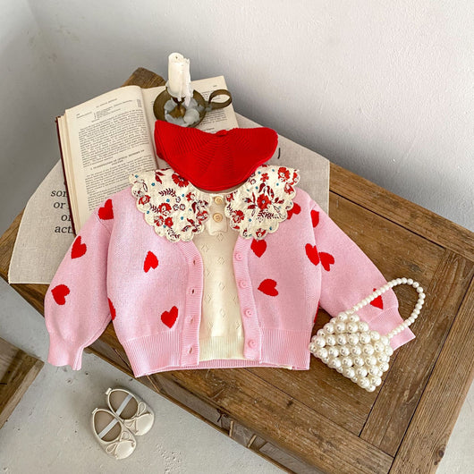 Cardigan de Punto Rosa con Corazón para Bebé Niña - Suéter Infantil Cuello V - Image 17