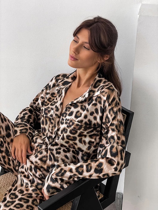 Conjunto Retro Leopardo: Camisa y Pantalón Holgado Estilo Europeo Americano - Image 11