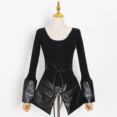 Suéter de Cuero con Costuras en Contraste para Mujer - Image 18