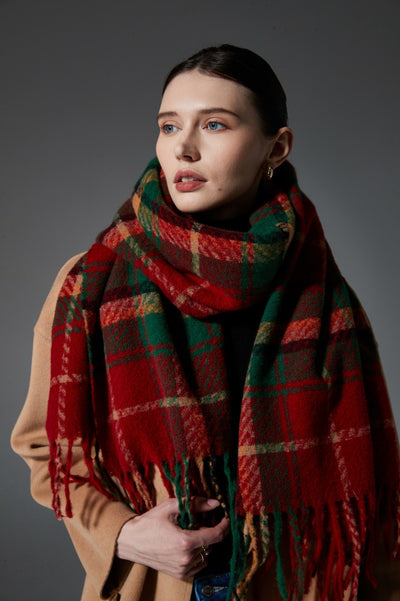 Bufanda Escocesa Roja y Verde - Estilo Europeo y Americano - Image 14