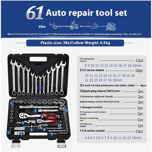 Kit de Herramientas Multifuncional para Reparación Automotriz con Llaves de Tubo - Image 12