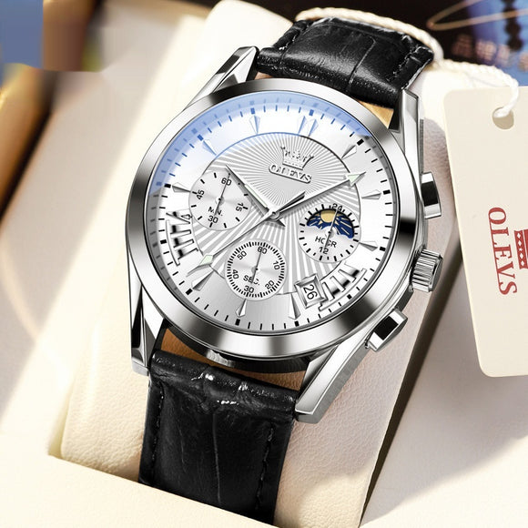 Reloj Multifunción de Cuarzo para Hombre con Calendario y Cronómetro