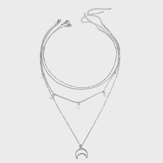 Collar de Moda Versátil con Colgante Estrella de Cinco Puntas y Luna Creciente - Image 2