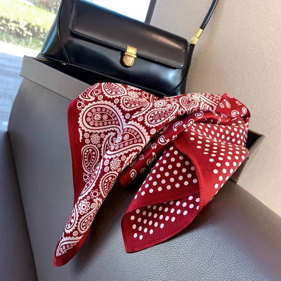 Pañuelo de Seda Estampado Paisley Negro - Cinturón Decorativo y Banda para Cabello - Image 2