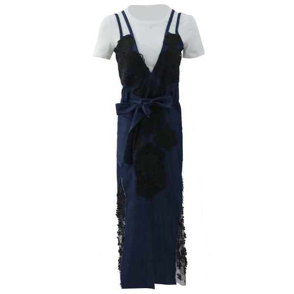 Vestido Denim Estilo Occidental con Tirantes - Conjunto Dos Piezas para Verano
