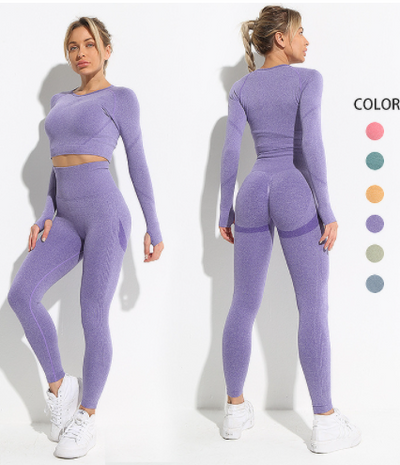 Conjunto de Yoga Ajustado con Pantalones Largos de Manga Larga para Fitness - Image 11