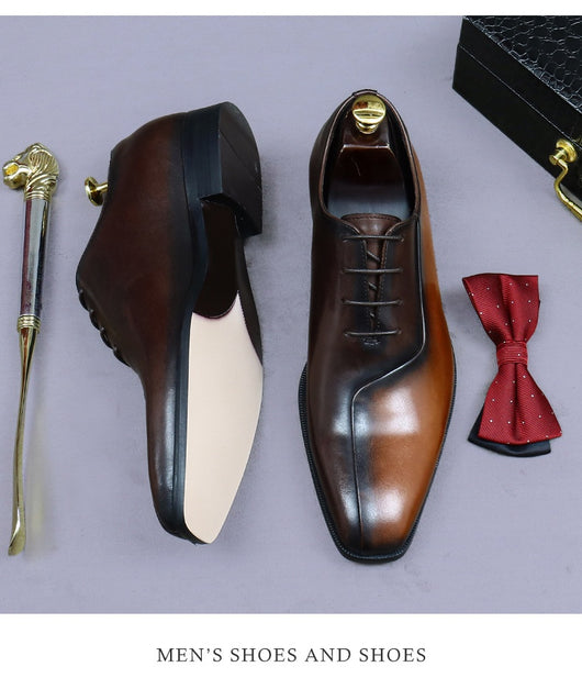 Zapatos Formales de Cuero para Hombre Estilo Británico con Diseño Bicolor - Image 20