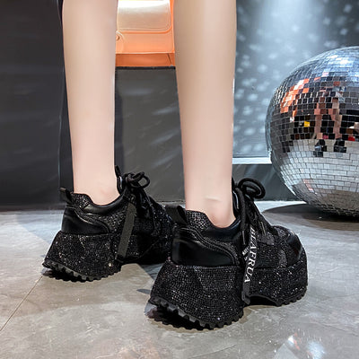 Tenis Deportivos Brillantes con Lentejuelas, Diseño Plateado y Rojo con Cristales - Image 40