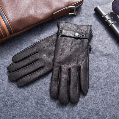 Guantes de Motocicleta Impermeables de Piel Gamuza con Forro Polar - Image 3