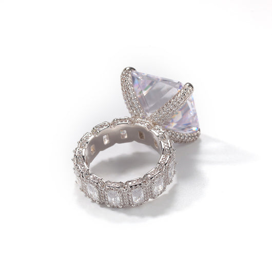 Anillo de Lujo Hip Hop Chapado en Oro con Zirconia Grande para Hombre - Image 12