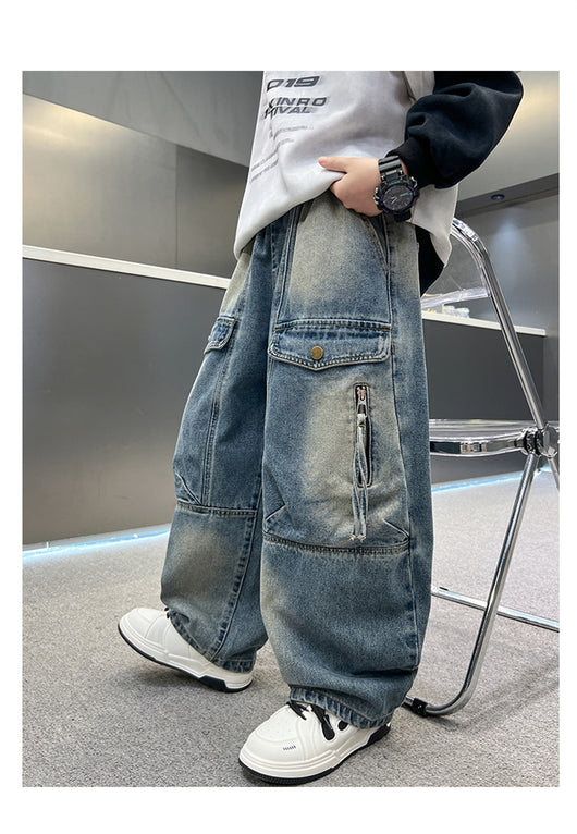 Pantalones Cargo Sueltos para Niños - Jeans Versátiles y Cómodos - Image 3