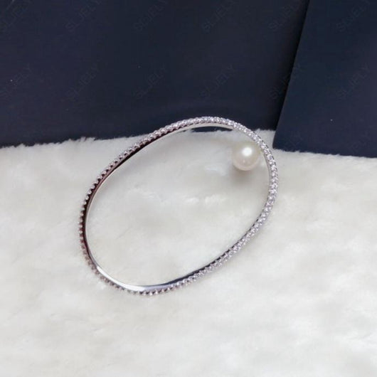 Aretes de Plata Esterlina con Perla y Cristal Diamante - Image 10
