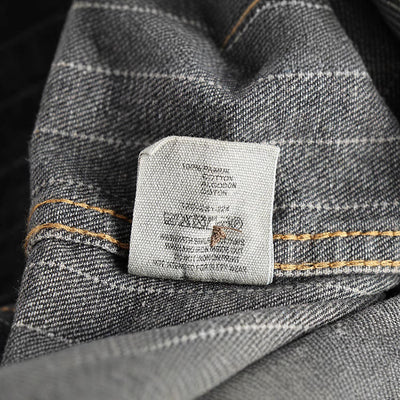 Camisa Denim Retro Británica a Rayas Negras y Grises para Hombre - Image 4
