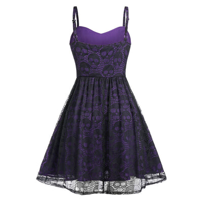 Vestido Suspender con Calavera y Cordones Sexy - Image 3