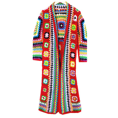 Suéter Abrigo de Lana Tejido Calado con Diseño Étnico Multicolor - Image 6