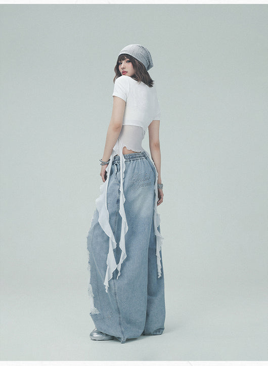Pantalones Casuales Rotos con Parches Denim para Bailar - Image 22