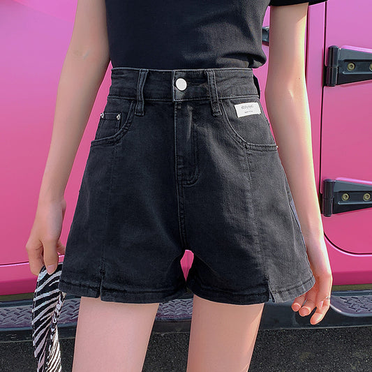 Shorts Denim Talle Alto Pierna Ancha Efecto A-línea