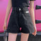Shorts Denim Talle Alto Pierna Ancha Efecto A-línea