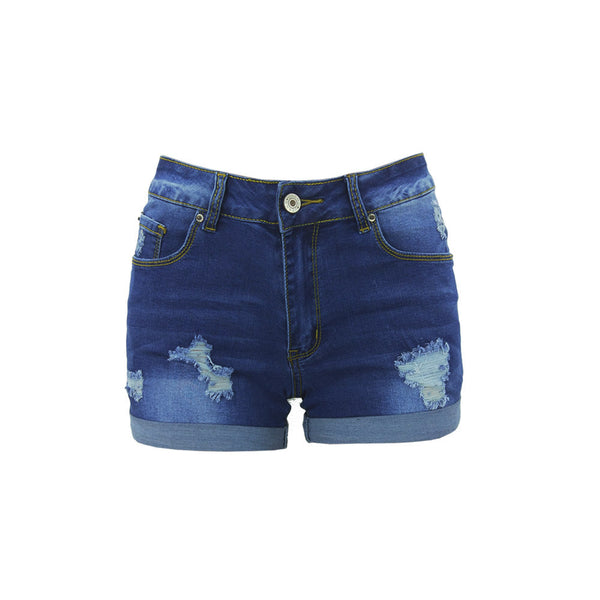 Shorts de Mezclilla Cintura Alta para Mujer con Detalles Rotos - Image 7