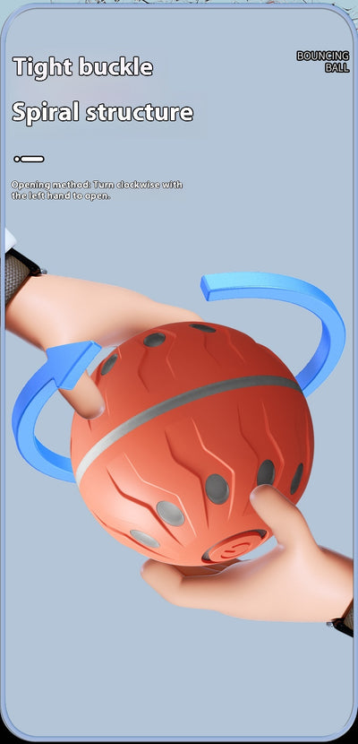 Orange-red automatic pet toy ball with a textured surface and a power button, designed for dogs. - Image 8