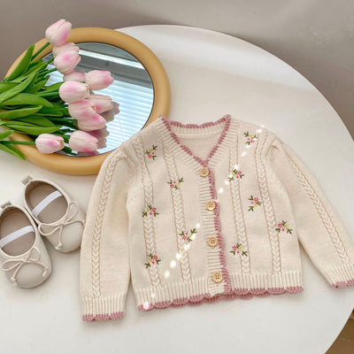Cardigan Tejido para Niña con Bordado Floral Delicado - Image 15