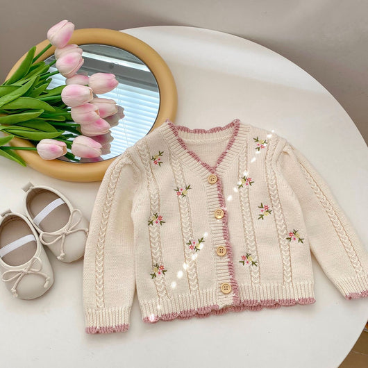 Cardigan Tejido para Niña con Bordado Floral Delicado - Image 15
