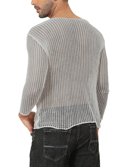 Polera Manga Larga Transparente de Punto Fino para Hombre - Image 14
