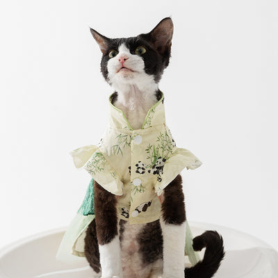 Falda Pareja Estilo Chino Panda y Bambú para Gatos Sin Pelo - Image 2
