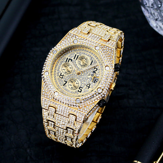 Reloj Deportivo de Cuarzo para Hombre con Tres Ojos y Cronógrafo de Diamantes - Image 5