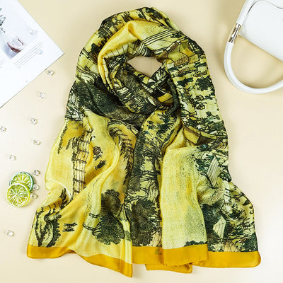 Pañuelo de Seda Estampado Ultraligero para Mujer - Protección Solar y Transpirable - Image 9