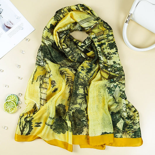 Pañuelo de Seda Estampado Ultraligero para Mujer - Protección Solar y Transpirable - Image 9