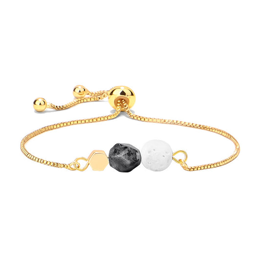 Pulsera Yoga Ojo de Tigre con Cadena de Oro 14K y Piedra Volcánica - Image 26