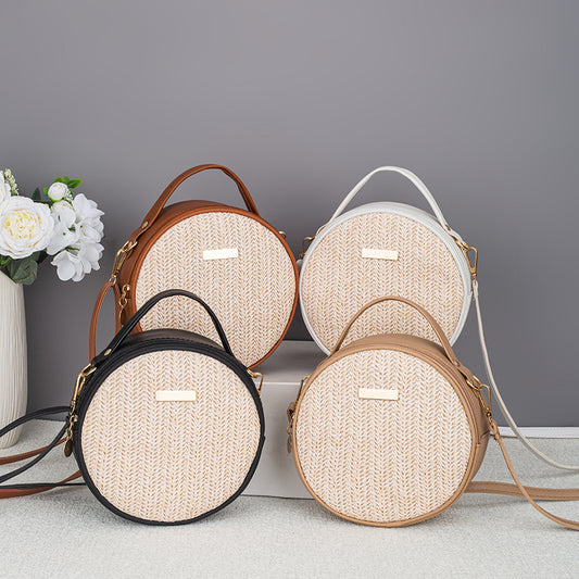 Bolsa de Paja Tejida Redonda para Mujer – Diseño Minimalista y Elegante