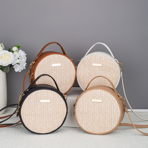 Bolsa de Paja Tejida Redonda para Mujer – Diseño Minimalista y Elegante