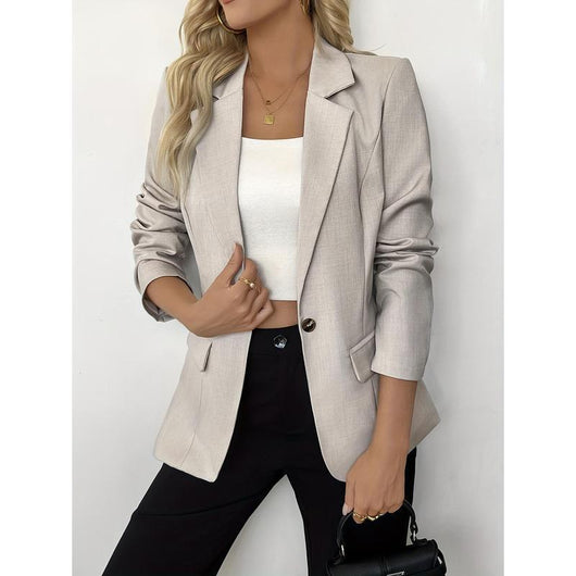 Chamarra Casual Entallada de Color Sólido para Mujer - Image 10