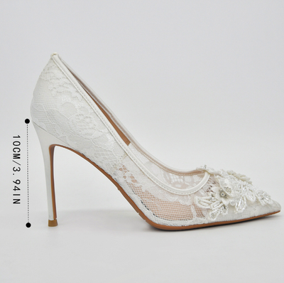 Zapatos de Novia con Encaje Blanco Floral - Image 5