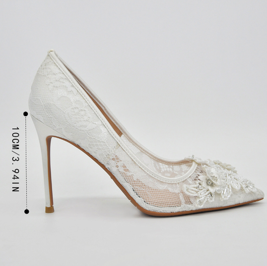 Zapatos de Novia con Encaje Blanco Floral - Image 5
